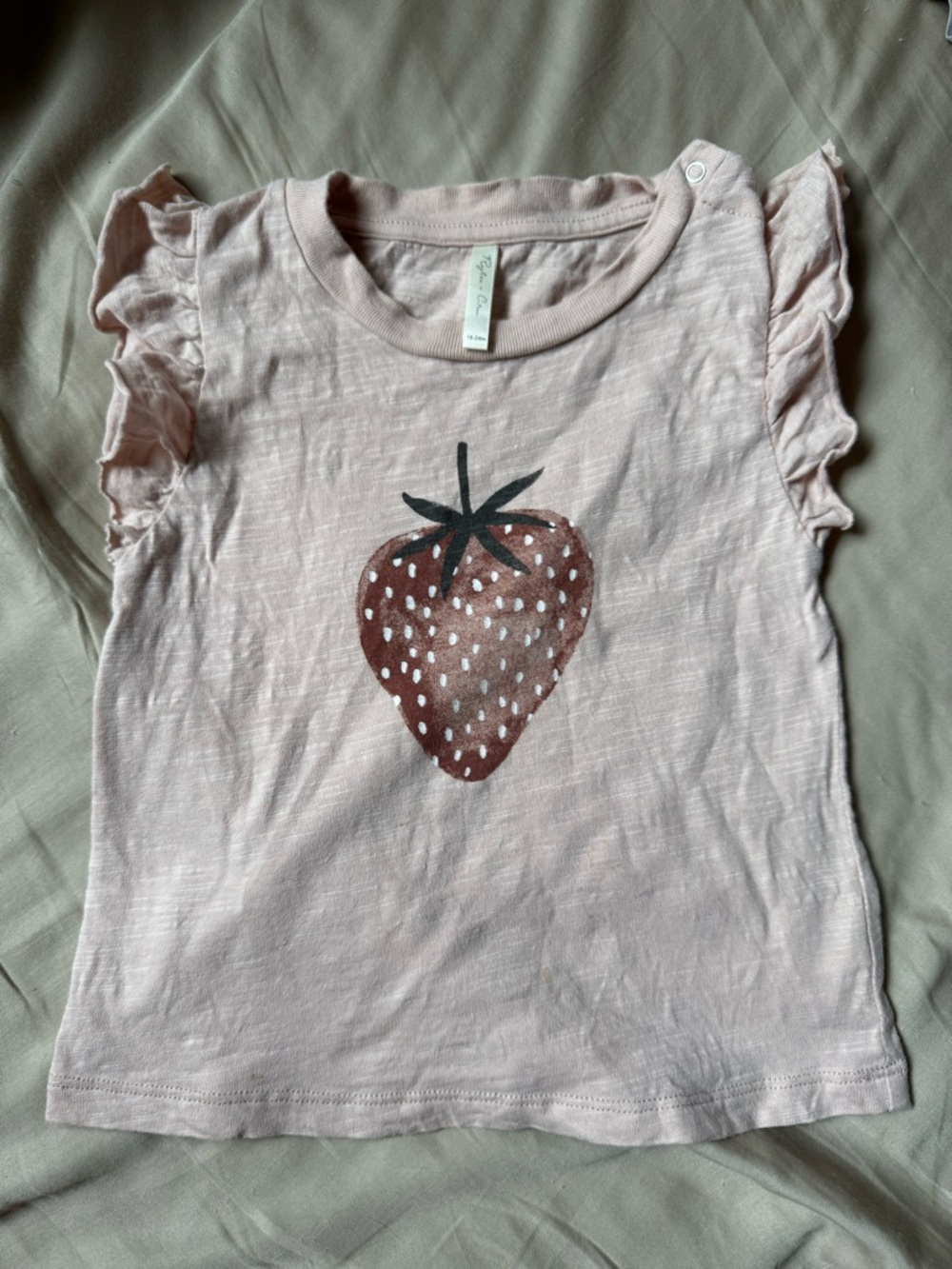 Rylee + Cru Light Pink Strawberry Ruffle Sleeve Tee